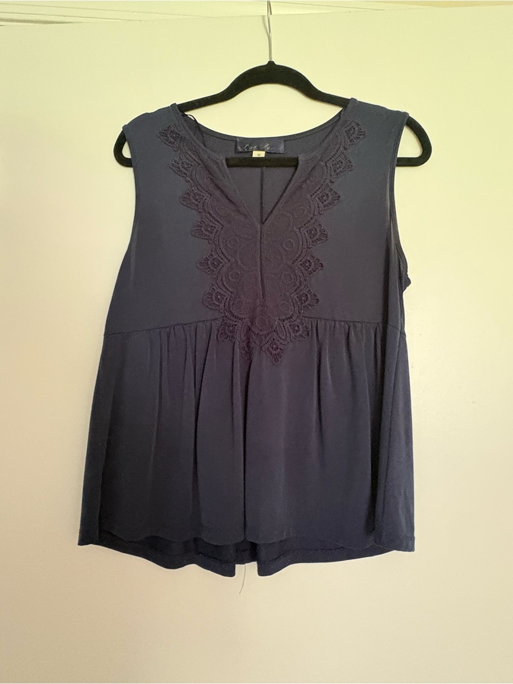 Blue Rain Navy Lace-Trim Sleeveless V-Neck Camisole